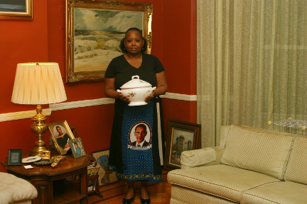 Ms. Allyson wearing her Obama Skirt